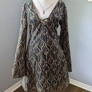 Free People Front Lace Up Bell Sleeve Dress | L | NWT